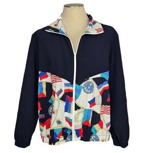 90s Nautical Flags Windbreaker Jacket by Blair Boutique Vintage USA Made Size 2X